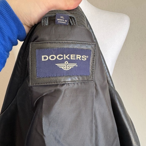 Vintage Dockers Black Lamb Leather Zip Up Jacket Mens XL Bikercore Edgy Grunge - Picture 9 of 9